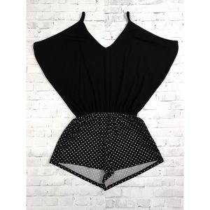 Polka Dot Cold-Shoulder Romper